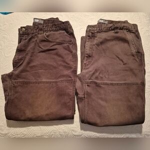 Arborwear men's size 38 x 30 2 pair bundle of brown pants, have fade VGUC